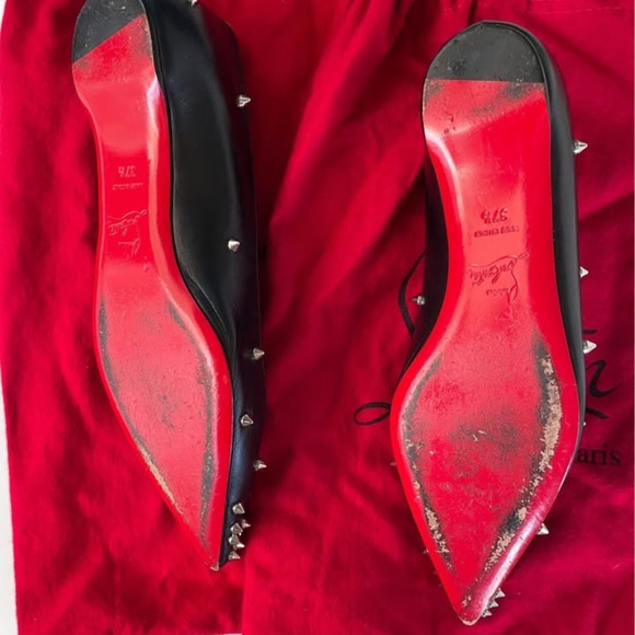 Christian Louboutin black leather spike flats 385 - Picture 5 of 6